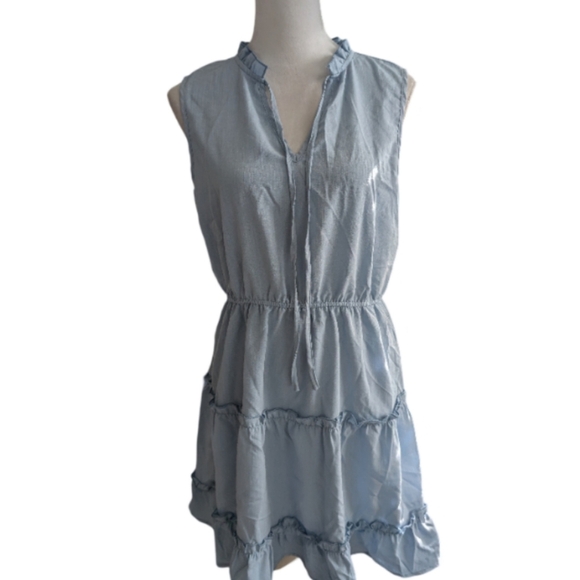 ❌NWT CUPSHE Live Life On The Beach Blue Tiered Ruffle Midi Dress Medium - Picture 5 of 12